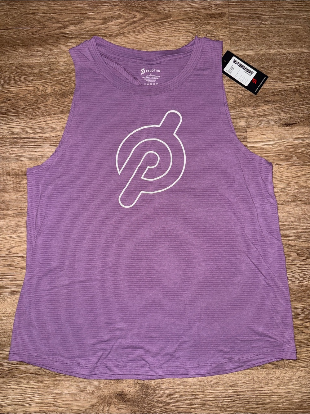 Peloton Lavender Performance Tank with White Logo and back Cutout